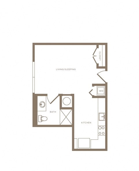 Floor plan for studio, 1 bath, 508 sqft
